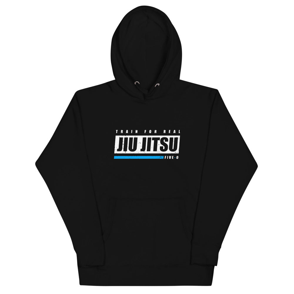 Train For Real // Blue Line Hoodie - Jiu Jitsu Five-O