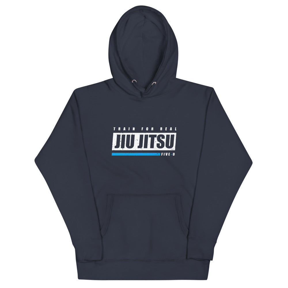 Train For Real // Blue Line Hoodie - Jiu Jitsu Five-O