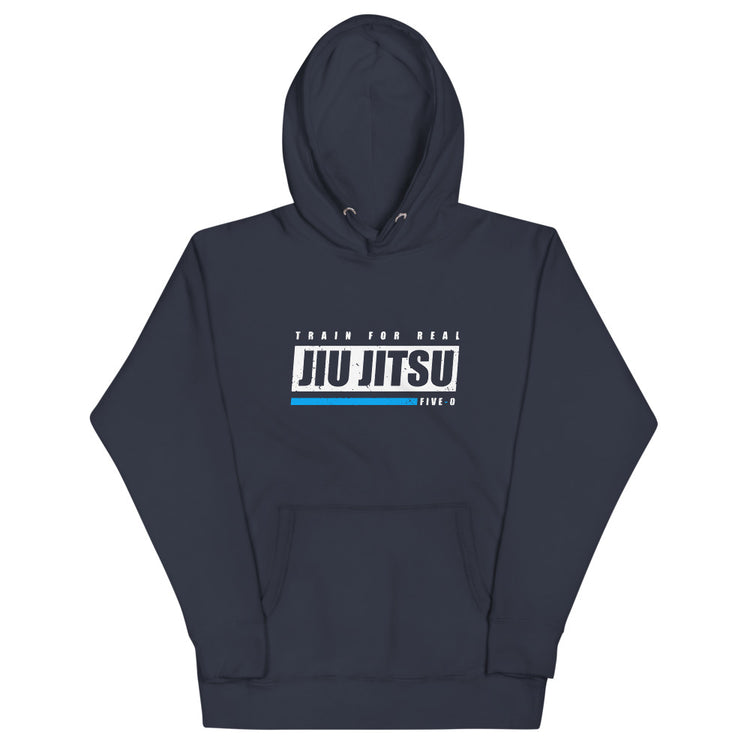 Train For Real // Blue Line Hoodie - Jiu Jitsu Five-O