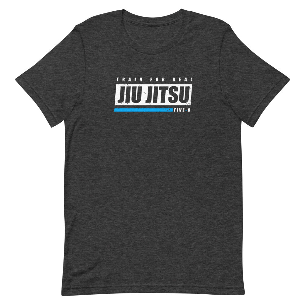 Train For Real // Blue Line Tee - Jiu Jitsu Five-O