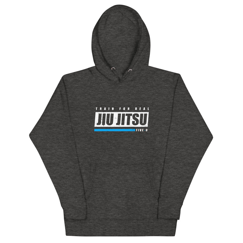 Train For Real // Blue Line Hoodie - Jiu Jitsu Five-O